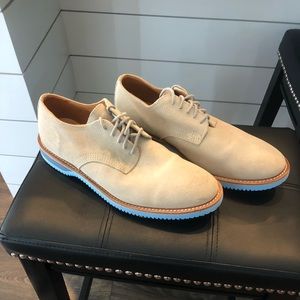 Walk-Over Derby Shoes Tan Suede Leather Mens Oxfords Size 8.5 M Blue Vibram Sole